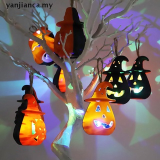 Yanca LED de Halloween calabaza fantasma linterna lámpara DIY colgante aterrador vela luz decoración.