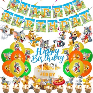 dibujos animados tom and jerry series niños fiesta de cumpleaños suministros decoración globo banner props
