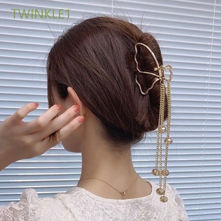 Twinkle1 Vintage cangrejo Clips moda pelo Clips mariposa garras de pelo geometría mujeres Headwear coreano cristal borla colgante aleación accesorios para el cabello (1)