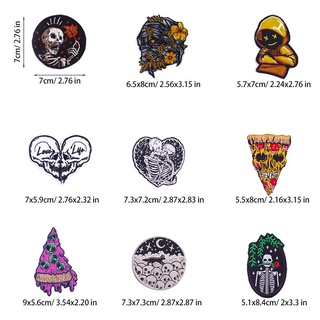 patrón de pie ropa parche punk termoadhesivo bordado tela stickers hippie horror insignias cráneo hierro en parches (3)