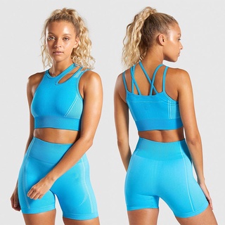 Las mujeres sin costuras deporte conjunto 2pcs sujetador pantalones cortos Sportsuit entrenamiento traje activo Fitness desgaste Yoga gimnasio conjuntos C0618S1