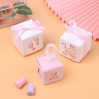 TERNSMILEESQUE 10pcs/bag Carriage Foot Bear Design Baby Shower Supplies Wedding Decoration Party Gift Birthday Boxes For Kids Beautiful Candy Box Paper DIY Wedding Decoration/Multicolor (9)