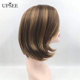 Upsee peluca/peluca de mujer de Color mixto con flecos laterales/longitud de hombro/decoración para el cabello sintético (9)