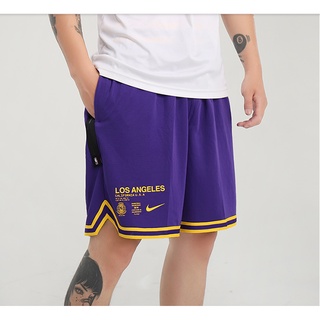 100% Original Men's Shorts Summer New NBA Lakers Outdoor Basketball Training Sports Breathable Five-point Pants CV5514-504