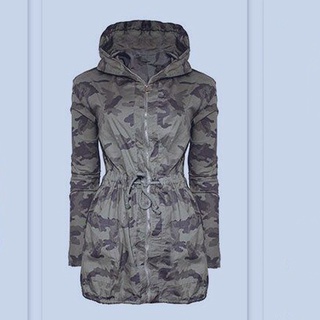Women Camouflage Hooded Coat Zip Army Jacket Parka Outwear Casual Windbreaker (4)