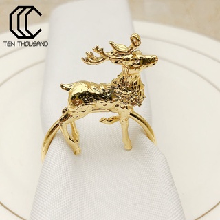 (diez) 6 unids/Set lindo ciervo forma servilleta anillo llamativo exquisito aleación servilleta titular para cocina
