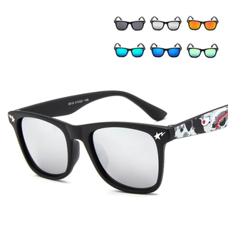 Keepfaith 2019 niños camuflaje gafas de sol bebé militar gafas gafas niñas niños espejo revestimiento gafas plana tiburón (2)