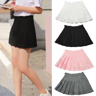 danaka moda mujeres verano color sólido cintura alta plisada una línea mini falda de tenis