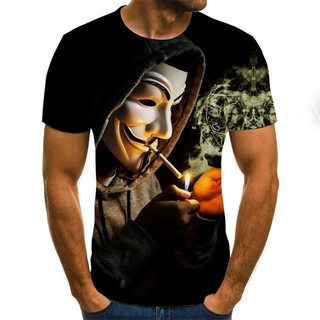 3d payaso T-shirt para los hombres Flame Poker Joker 3D impresión completa moda manga corta camisetas harajuku HIP-HOP camiseta verano negro Tops