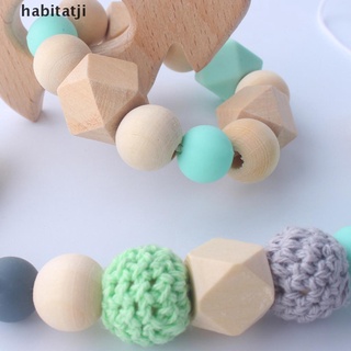 【hab】 1Set Baby Pacifier Clip Natural Dummy Silicone Beads Chain Nipple Band Teether .