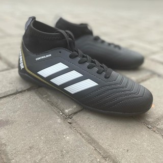 Plain negro botas de futsal predator premium hombres deporte al aire libre