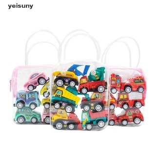 [Yei] 6pcs Car Model Toy Pull Back Car Toys Mobile Vehicle Fire Truck Taxi Model Kids 586CL