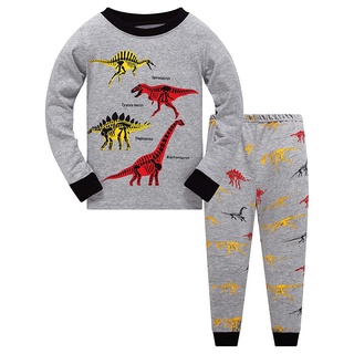 Mikeee_Niño niños pijamas de algodón dinosaurio ropa de dormir camiseta Tops pantalones conjunto