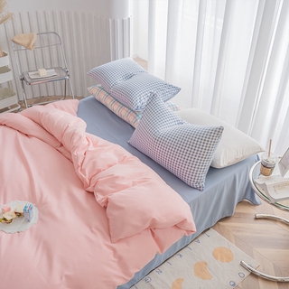 [nueva Llegada]ins luz de Color sólido 4 en 1 juego de ropa de cama dormitorio dormitorio funda de edredón sábana plana funda de almohada