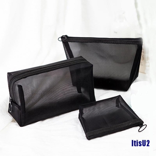 (itisu2) 3 bolsas de cosméticos de viaje de moda negro neceser organizador de maquillaje bolsas caso bolsa