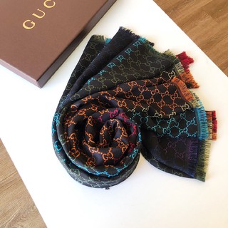 Otoño invierno de las mujeres nuevo Gucci clásico celosía gradiente sirena seda cuadrada bufanda cachemira gran bufanda engrosada caliente Oversize chal