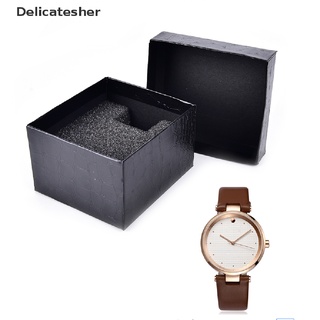 [delicatesher] negro pu noble durable presente caja de regalo para pulsera reloj de joyería caliente