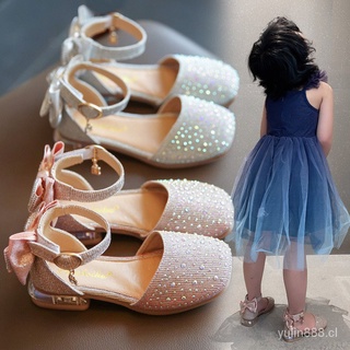 JCFS🔥Productos al contado🔥Las niñas zapatos de cuero nuevo estilo de los niños diamantes de imitación princesa zapatos suaves pisos princesa dulce lindo para fiesta boda verano (1)