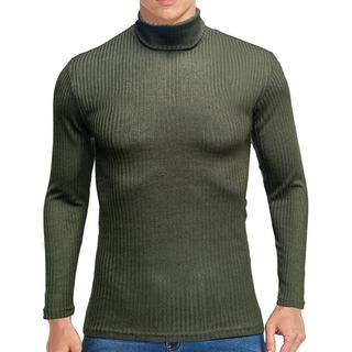 Los hombres de invierno de cuello alto de manga larga jersey de Color sólido suéter de fondo camisa