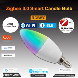 Lámpara De Vela inteligente De Zigbee 3.0 Rgbcw 5w Led control De Voz Funciona con Alexa Google Home Unic01