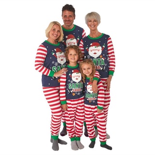 fuandan familia de navidad coincidencia pijamas santa manga larga blusa pantalones de rayas ropa de dormir conjunto (1)