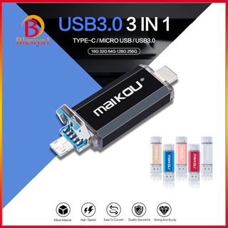[envío En 24h] portátil 3 en 1 256G USB Flash Drive Type-C&Micro USB Memory Stick plata (2)