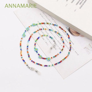 ANNAMARIE Colorful Flower Glasses Chains Simple Korean Style Eyewear Beaded Neck Strap Letter Anti-lost Non-slip Transparent Temperament Crystal protection Hanging Rope (1)