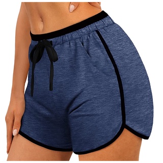 Mujer deportes Color sólido bolsillo con cordón suelto Casual pantalones cortos de Yoga (3)