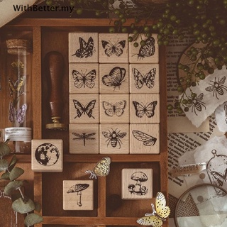 [withbetter] 1 pza sello Vintage de la serie Forest Herbarium de mariposas creativas para plantas de mariposa [MY]