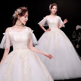 vestido de novia 2021 nuevo temperamento novia vestido de novia super hada mori estilo sueño fuera del hombro simple estilo coreano pri
