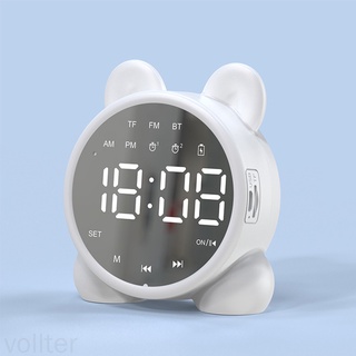 [Voll] Reloj Despertador Con Pantalla LED Interior/De Música/Reproductor compatible Con Bluetooth Ajustable/Blanco (4)