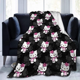 black shadow hello kitty manta suave acogedor manta de microfibra - perfecto para cama, sofá, sofá, silla - manta personalizada para adulto niño pareja amante-50 x40 (1)