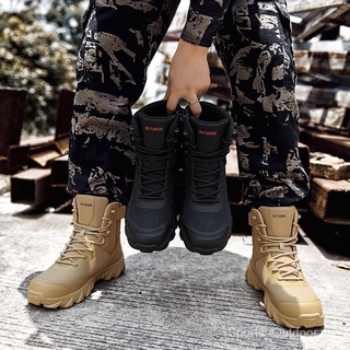 Gran tamaño 39-48 al aire libre entrenamiento de campo y entrenamiento de campo botas militares impermeables botas de desierto alta parte superior zapatos al aire libre de los hombres botas tácticas botas militares botas de combate Swat Boot Kasut Tentera Cl5b
