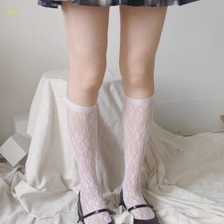 Calcetines largos huecos para mujer con encaje Floral/retro/Lolita/Kawaii