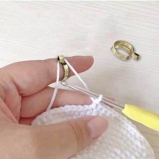 1 pieza de bucle de tejer ajustable dedal herramientas de ganchillo guías anillo desgaste de dedo hilo accesorio de costura (2)