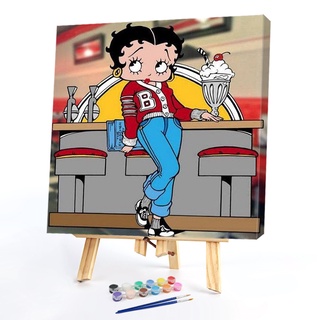 pintura al óleo por números imagen diy dibujo betty niña kit de pintura (1)