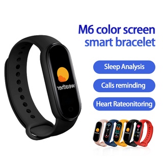 m6 smart pulsera reloj fitness tracker frecuencia cardíaca monitor de presión arterial pantalla a color pulsera inteligente para teléfono móvil aworo