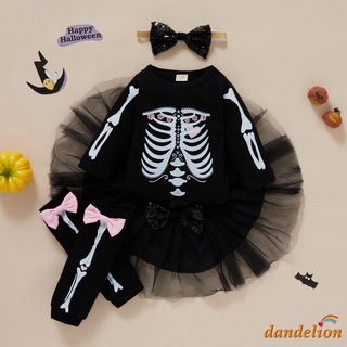 Conjunto De ropa De Halloween con estampado De dientes De león/esponjoso y lazo Para bebés/niñas
