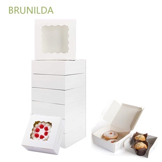 BRUNILDA con ventana panadería caja de galletas bolsa de embalaje de tartas cajas de pastelería embalaje para cumpleaños blanco Cupcake galletas almacenamiento decorativo caja de tartas (1)