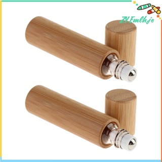 2 Pieces Natural Bamboo Empty Essential Oil Roller Bottles Portable 10ml