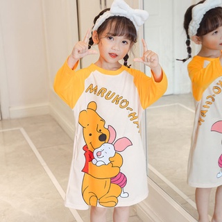 traje para bebé de estilo coreano de manga larga ropa de dormir de dibujos animados impreso o-cuello pijamas transpirable niñas mayores poly-algodón camisón