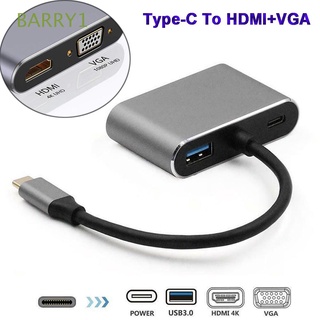 Barry1 adaptador USB tipo C a HDMI/VGA/USB/USB-C Type-C convertidor de Audio 4 en 1 4K HDMI+VGA+USB+pd concentrador de carga rápida/Multicolor