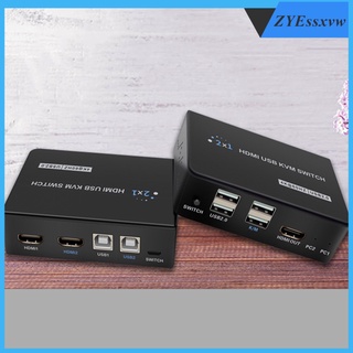 HDMI KVM Switch Box for 2 PC Sharing Ultra HD with 2 USB Cable Plug & Play