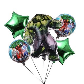 5pcs marvel los vengadores hulk tema fiesta decoración conjunto niños bebé fiesta de cumpleaños necesidades de papel de aluminio globo suministros de fiesta
