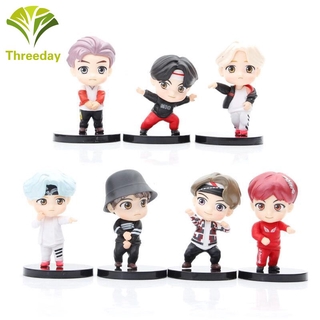 7 unids/Set BTS Tiny TAN Mini figura Bangtan Boys grupos BTS Anime figura de juguete grupo de regalo ídolo muñeca modelo de PVC (2)