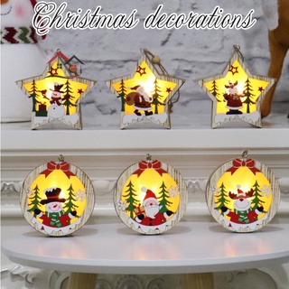 1pcs estrella y campana impreso colgantes de madera adorno de árbol de navidad DIY artesanía de madera niños para el hogar navidad fiesta decoración TIKTOK @MY