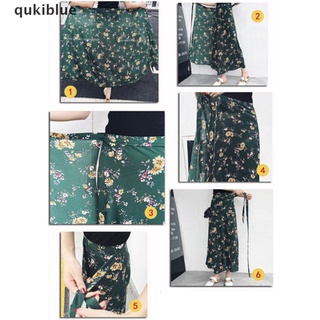 Qukiblue Women Summer Casual Boho Beach Chiffon Skirt High Waist Long Floral Wrap Skirt CL