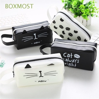 boxmost fashion pu cuero bolsa de almacenamiento portátil gato bolsa estuche lápiz nuevo durable suministros escolares gran capacidad caja de maquillaje