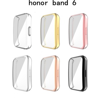 utake para -huawei honor band 6 reloj caso suave tpu caso de la cubierta completa del reloj ajuste a prueba de golpes caso honor watch 6 chapado shell (4)