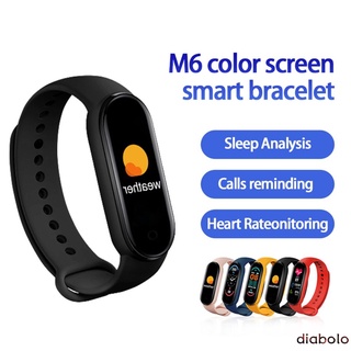 diabolo M6 Smart Pulsera Reloj Fitness Tracker Frecuencia Cardíaca Monitor De Presión Arterial Pantalla A Color Inteligente Para Teléfono Móvil